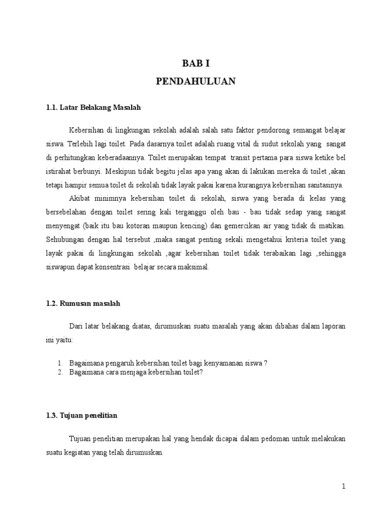 Laporan Penelitian Tentang Kebersihan Lingkungan Seputar