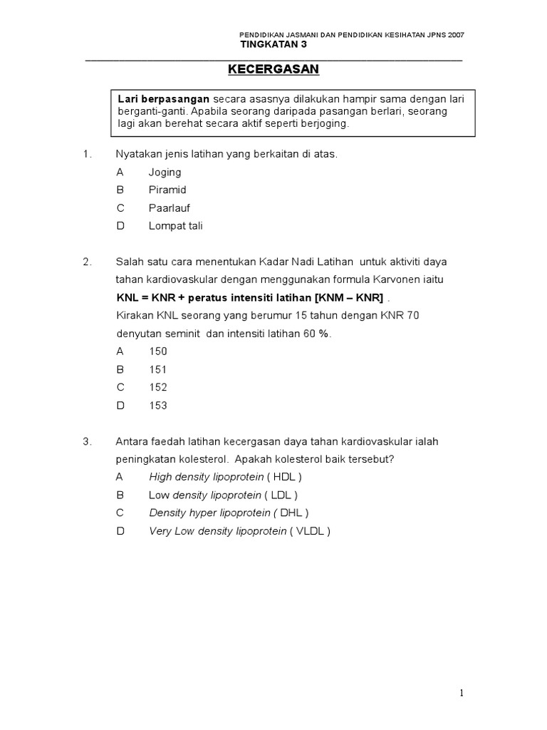 Soalan PJPK Tingkatan 3 | PDF