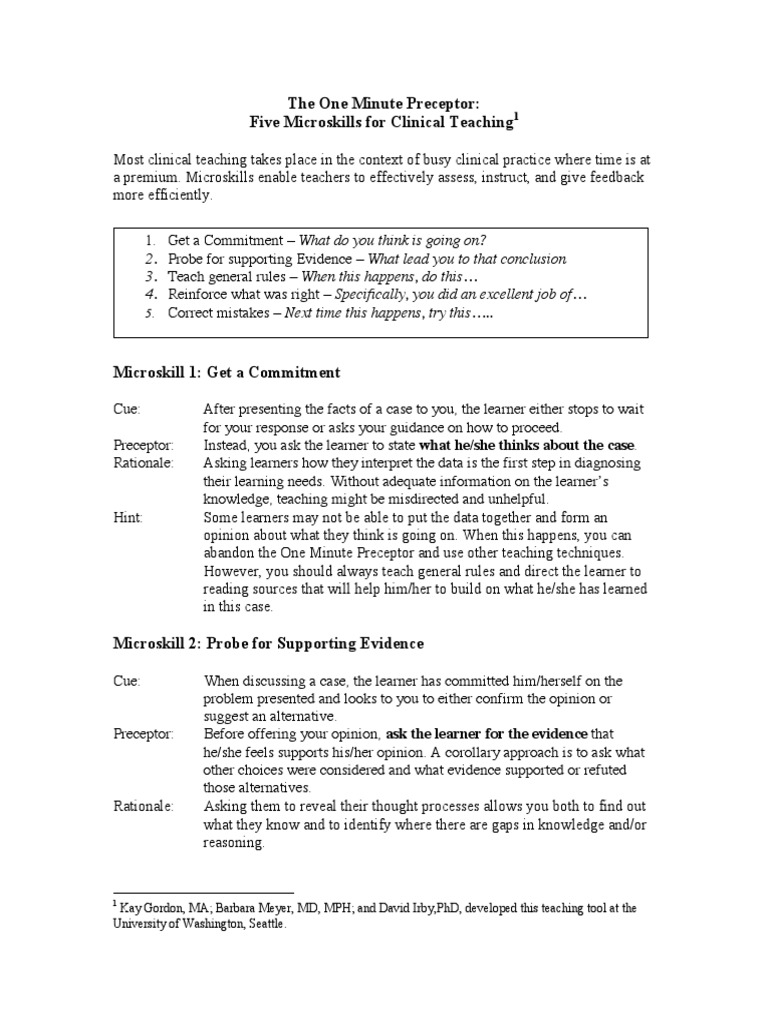 The one minute preceptor reason learning free 30 day trial scribd