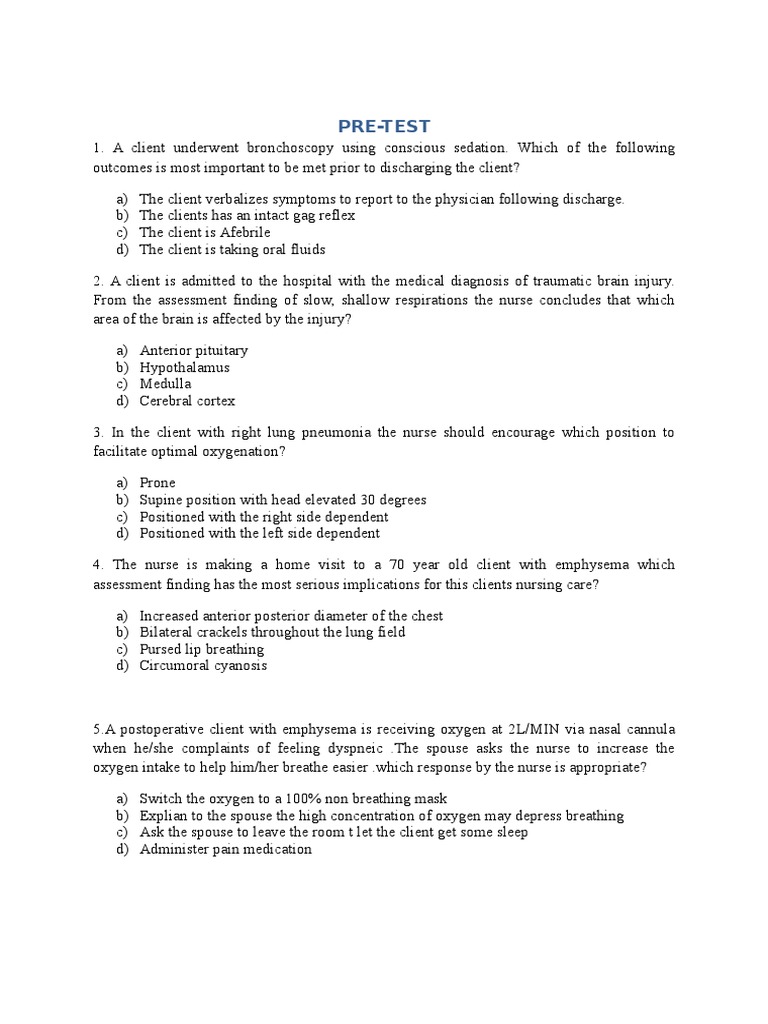 Nursing Assessment Scenarios | PDF | Medical Specialties | Respiratory ...