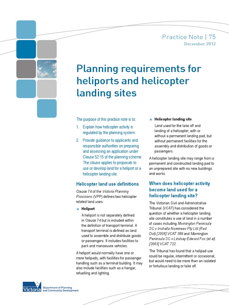 Planning Requirements for Heliports and Helicopter Landing Sites