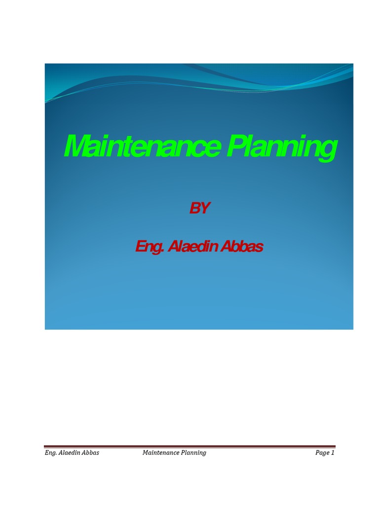 Maintenance Planning | PDF | Reliability Engineering | Systems Theory