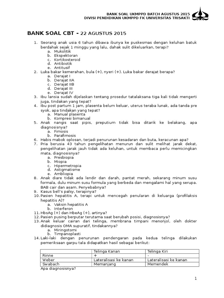 Bank Soal Ukmppd Agustus 2015