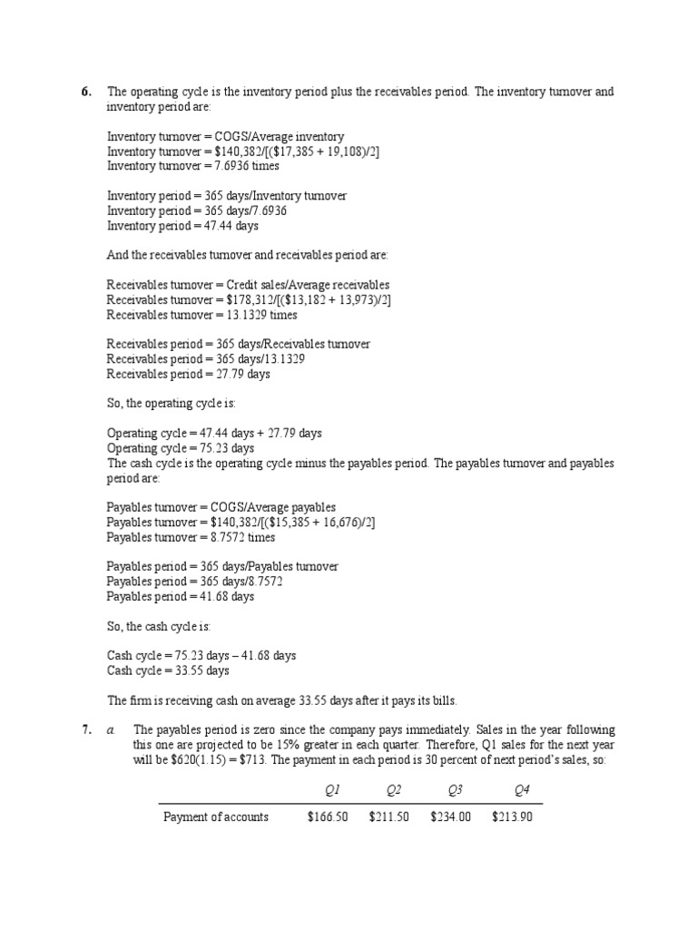 Operating and Cash Cycle Analysis | PDF | Government Budget Balance ...