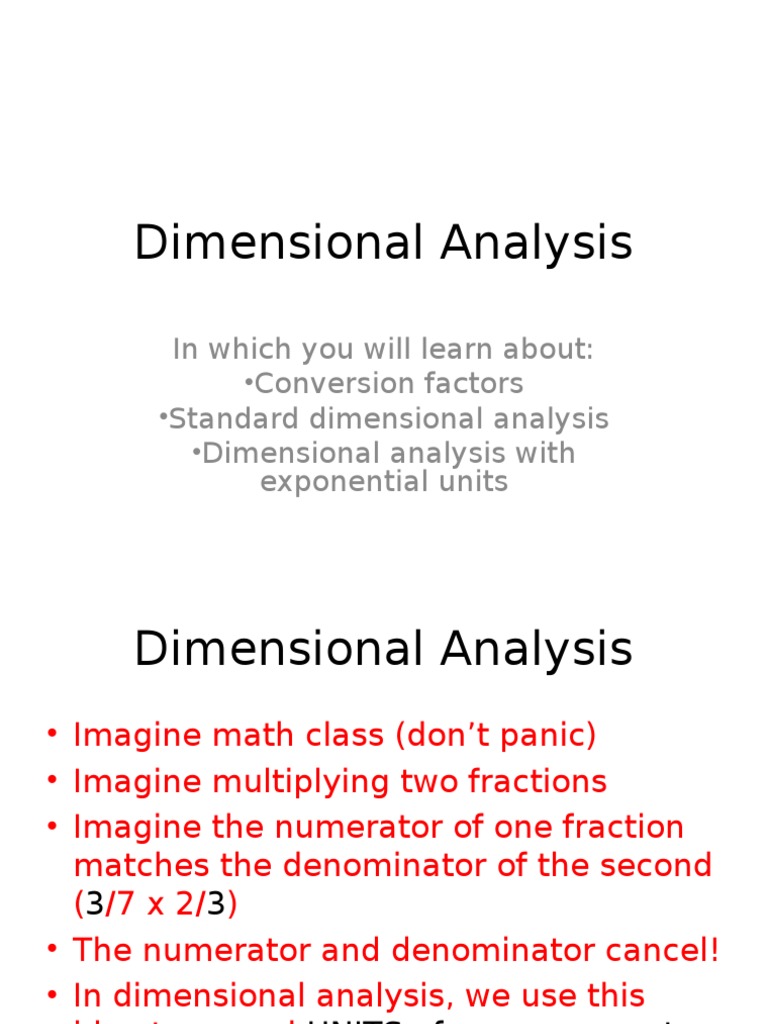 Dimensional Analysis in Chemistry | PDF