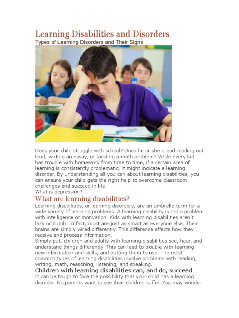 Learning Disabilities and Disorders | PDF | Learning Disability ...
