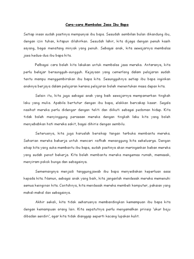 Cara Membalas Jasa Ibu Bapa Pdf