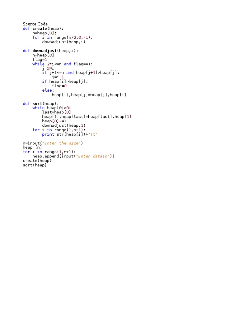 Heap Sort Algorithm in Python | PDF