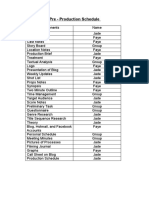 Production Schedule