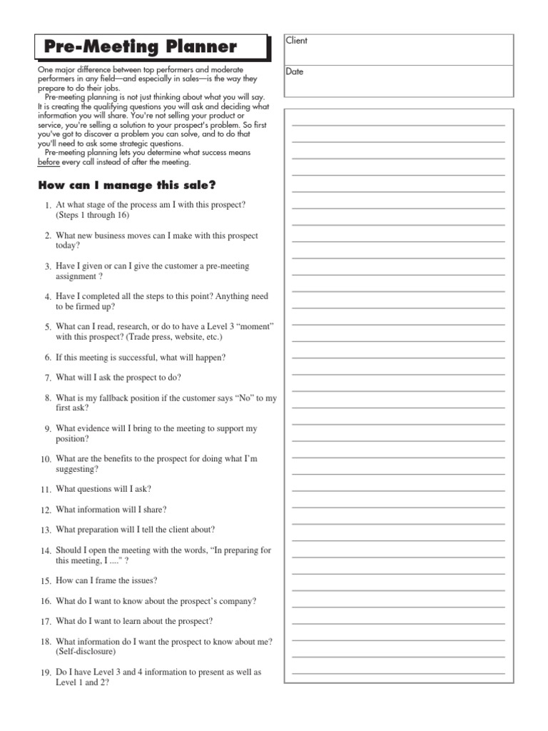Effective Pre-Meeting Sales Strategies | PDF | Career & Growth | Business