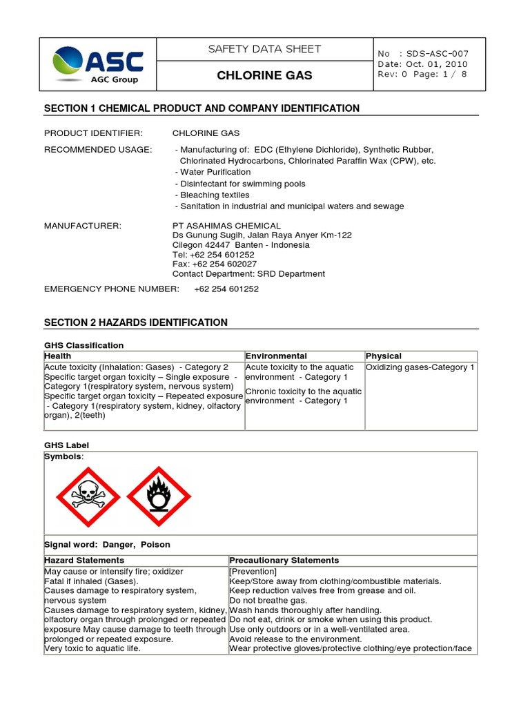 07_SDS_Cl2 Dangerous Goods Personal Protective Equipment