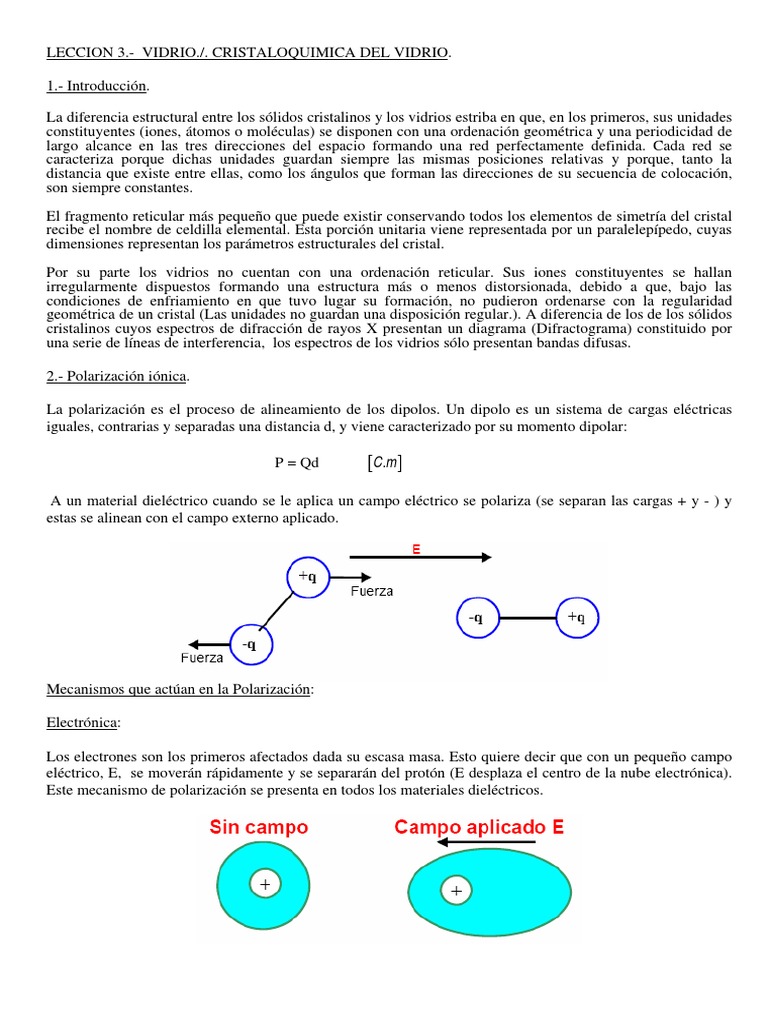 Leccion3.Cristaloquimica.VIDRIO Enlace químico Cristal