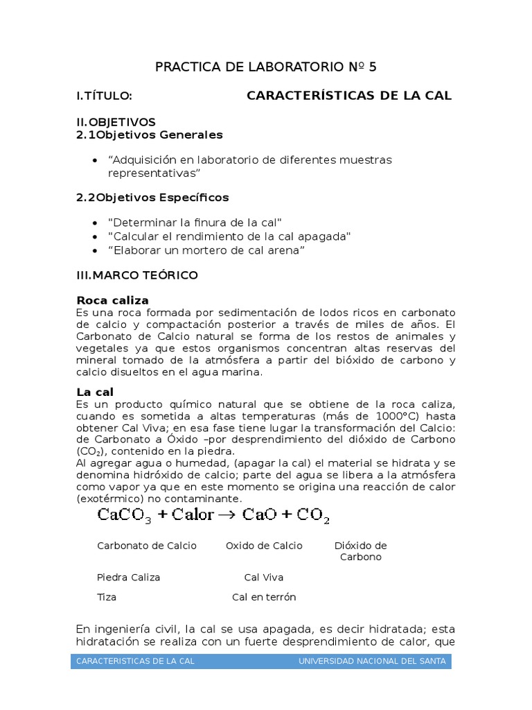Diferencias entre Cal Viva y Apagada | PDF | Calcio | Sustancias químicas