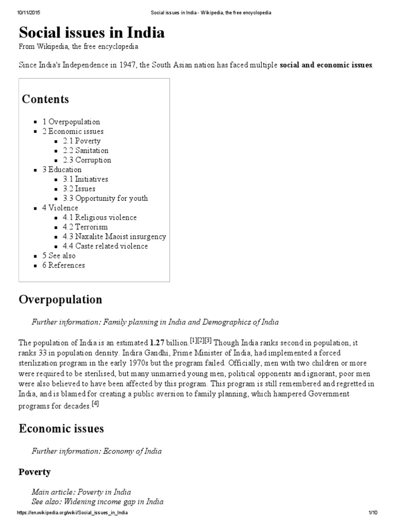 Major Social Issues in India | PDF | Dalit | Sanitation
