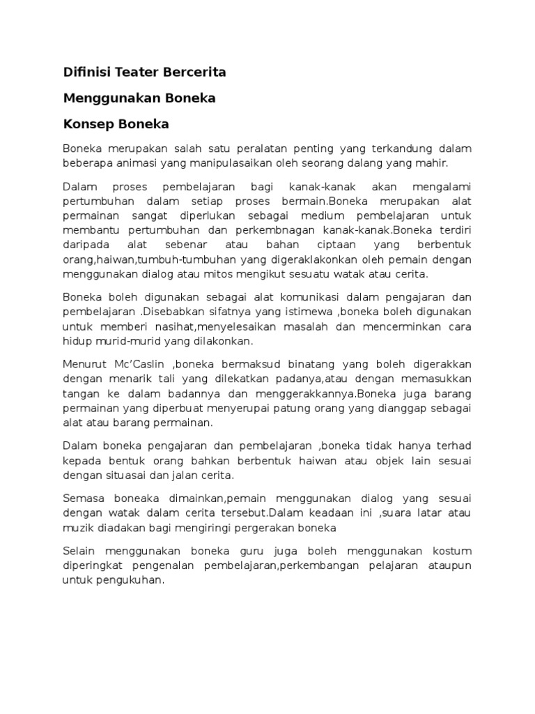Difinisi Teater Bercerita Cik Wa Liza Pdf