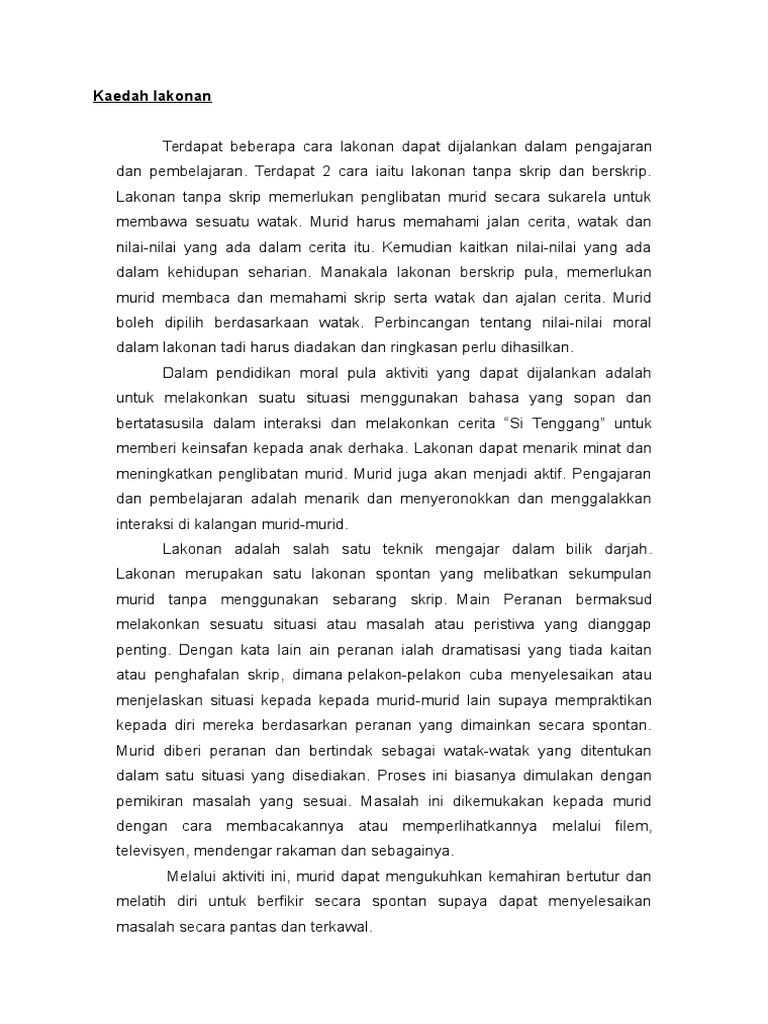 Kaedah Lakonan Pdf