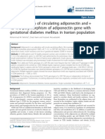 The Association of Circulating Adiponectin and + 45 T/G Polymorphism of Adiponectin Gene With Gestational Diabetes Mellitus in Iranian Population