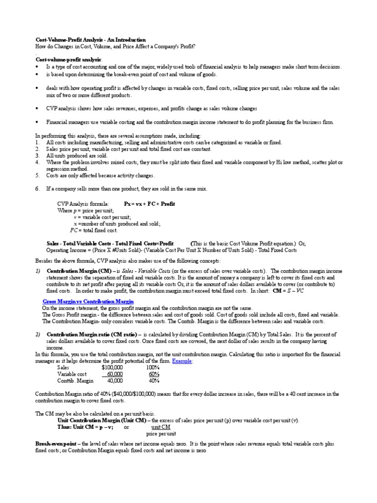 Cost Volume Profit Analysis | PDF | Income Statement | Business Economics