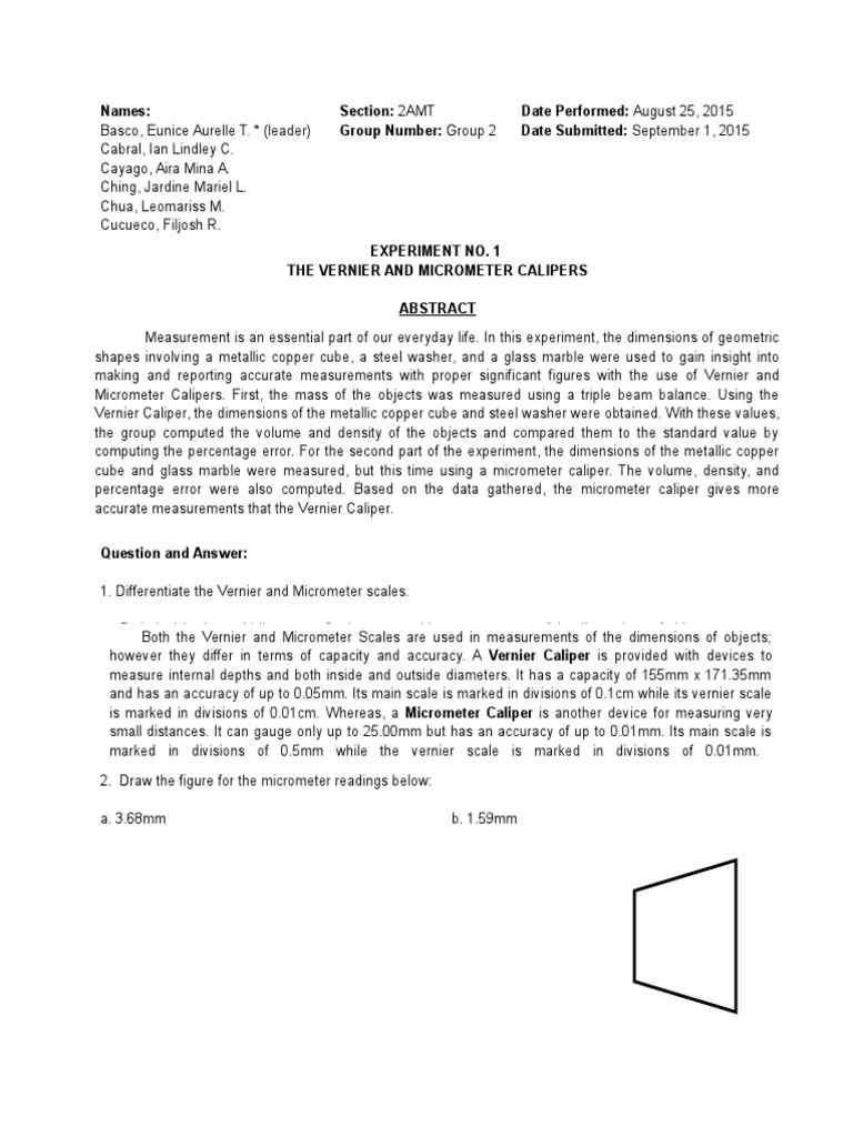 Vernier vs Micrometer Calipers: Accuracy and Errors | PDF | Measuring ...