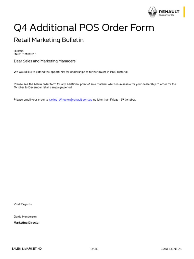 Q4 POS Order Form for Dealerships | PDF | Business | Finance & Money ...