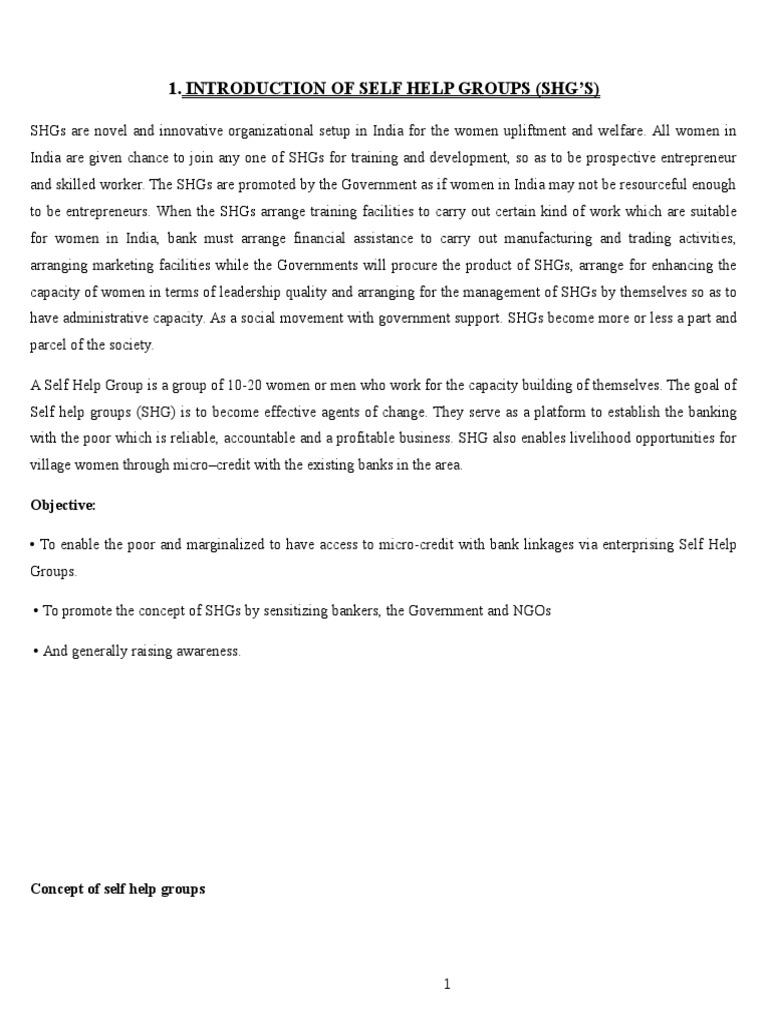 self help group essay