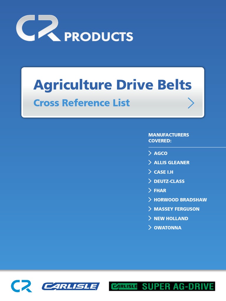Agriculture Drive Belts Cross Reference List A Comprehensive Guide to OEM Part Numbers