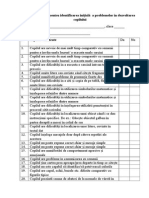 lista de control pentru identificarea problemelor copilului