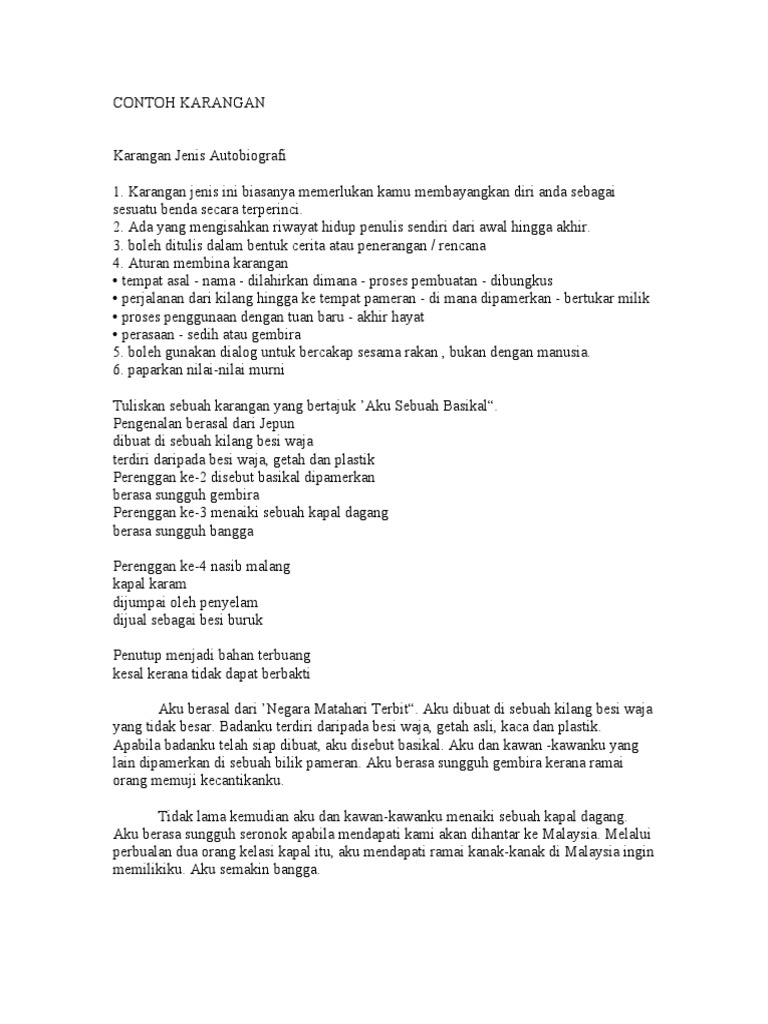 Karangan Upsr Mengahiri Kunci Basikal Ku Hilang