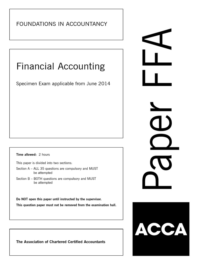ACCA F3 Specimen Exam Paper | PDF | Accounts Payable | Debits And Credits