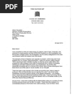 Letter From Tom Watson MP To Alison Saunders