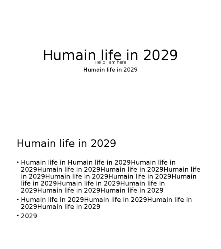 Human Life in 2029 | PDF | Lifestyle