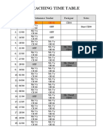 Teaching Time Table