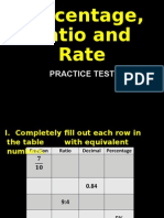 Percentage, Ratio and Rate Practice Test