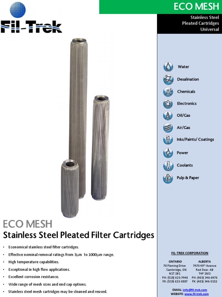 Eco Mesh: Stainless Steel Pleated Filter Cartridges | PDF
