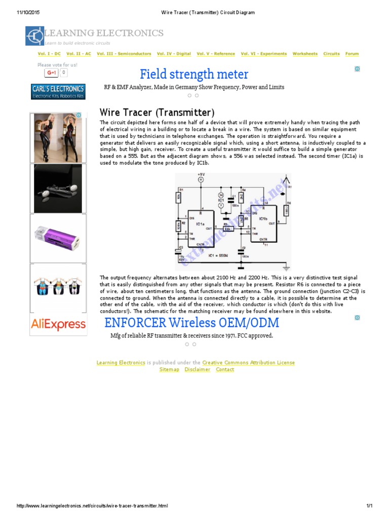 Wire Tracer (Transmitter) Circuit Diagram PDF