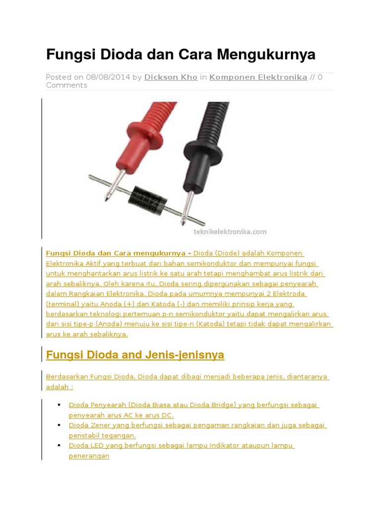 Fungsi Dioda Dan Cara Mengukurnya