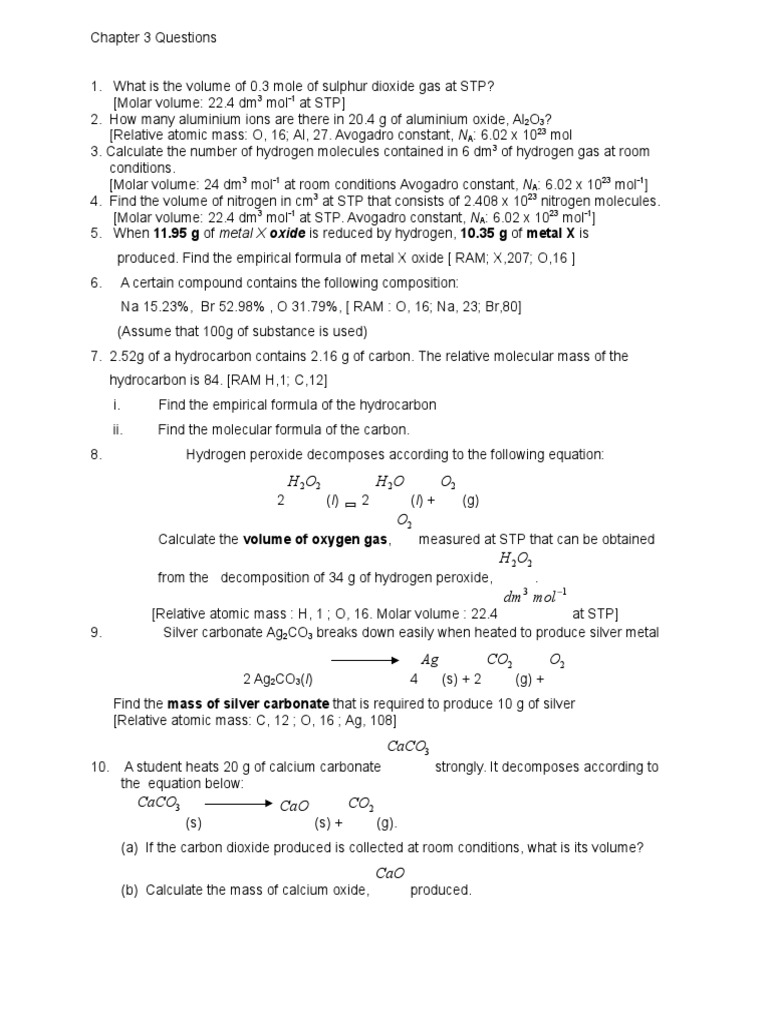 Chapter 3 Questions | PDF | Science & Mathematics