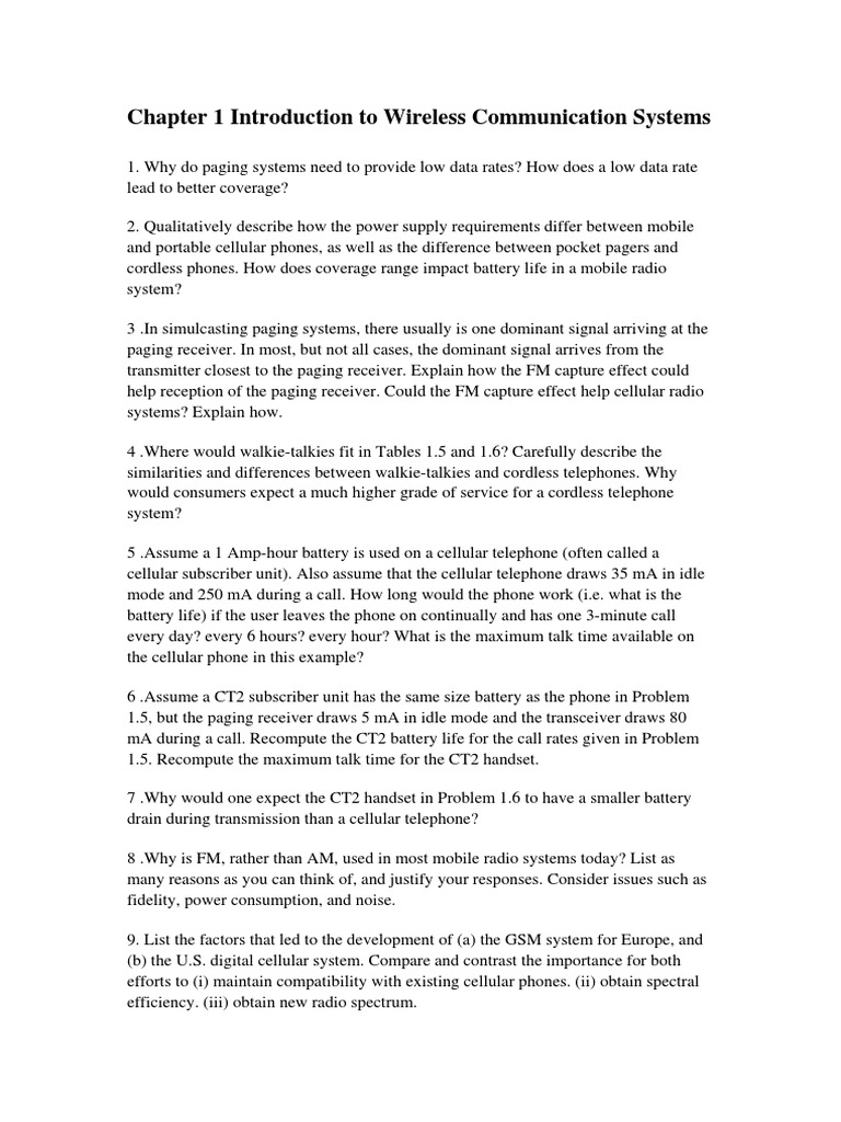 Chapter 1 Introduction To Wireless Communication Systems | PDF ...