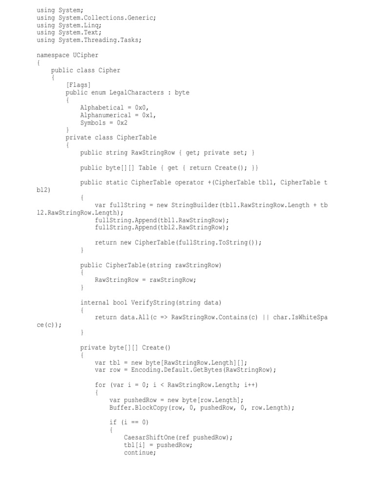 Vigenere Cipher C# | PDF | Cipher | String (Computer Science)