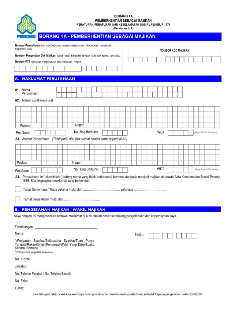 Perkeso Surat Rasmi Tiada Pekerja