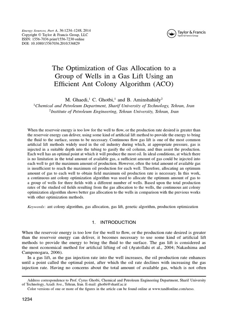 Gas Lift Paper Research | PDF | Extraction Of Petroleum | Mathematical ...