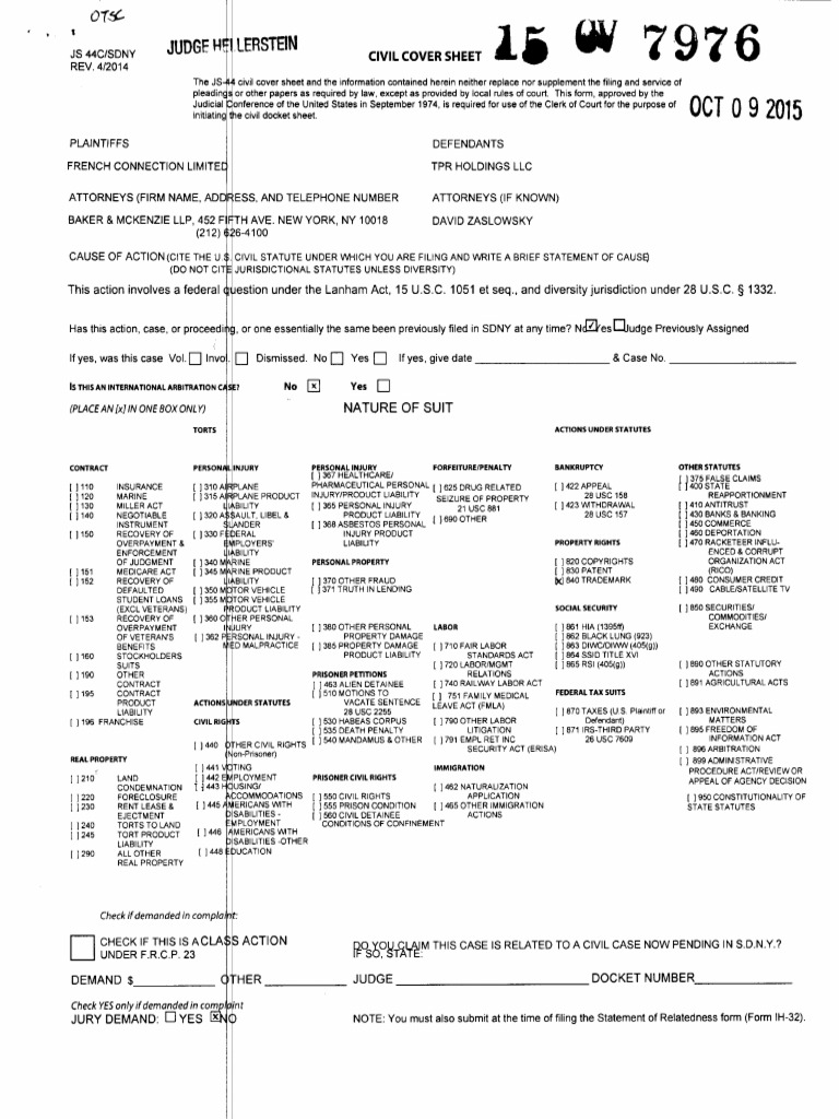 French Connection Ltd v. TPR Holdings - FCUK.pdf | Diversity