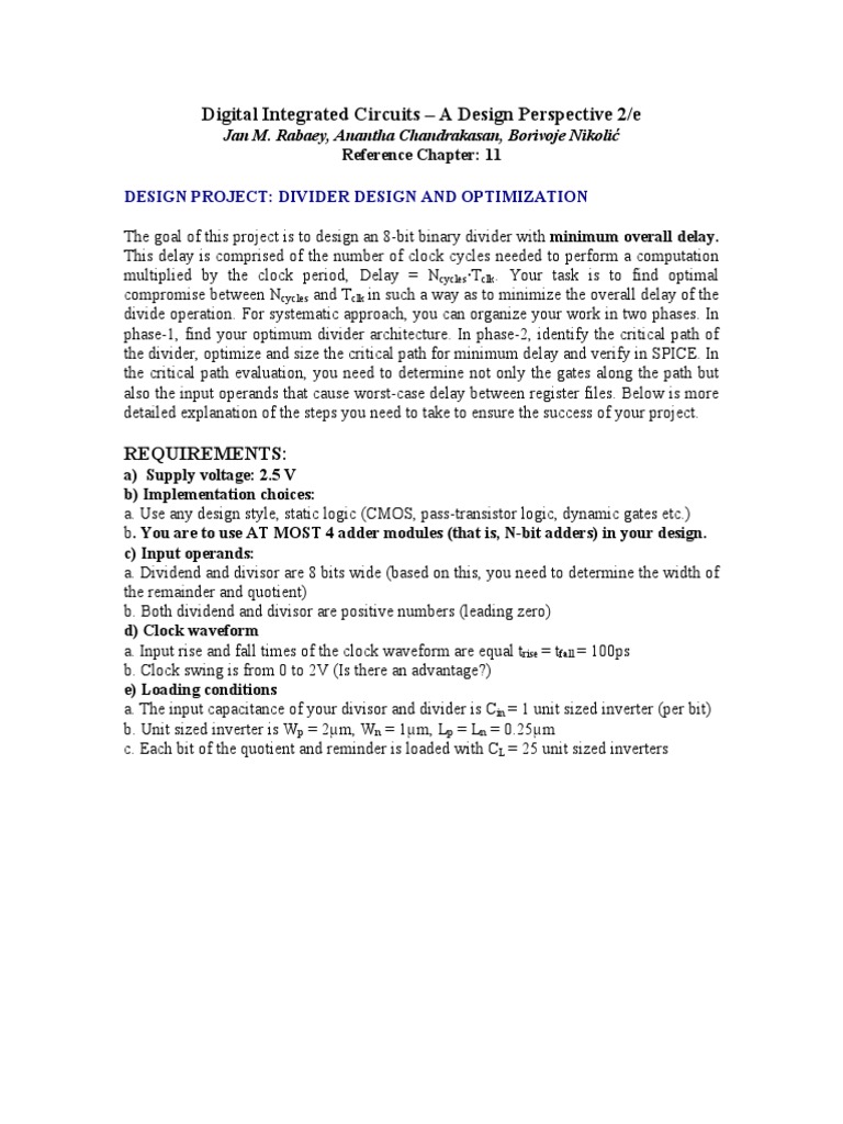 Digital Integrated Circuits - A Design Perspective 2/e: Reference ...