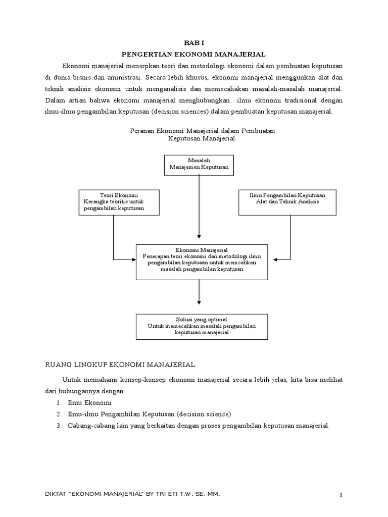 Bab I Pengertian Ekonomi Manajerial