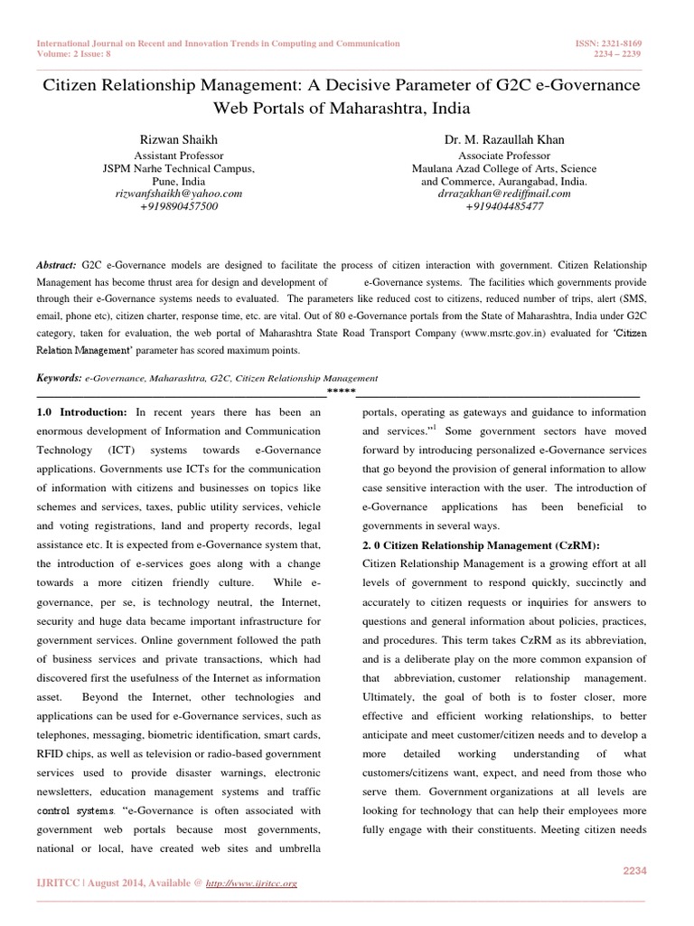 Citizen Relationship Management | PDF | E Government | Chi Squared ...