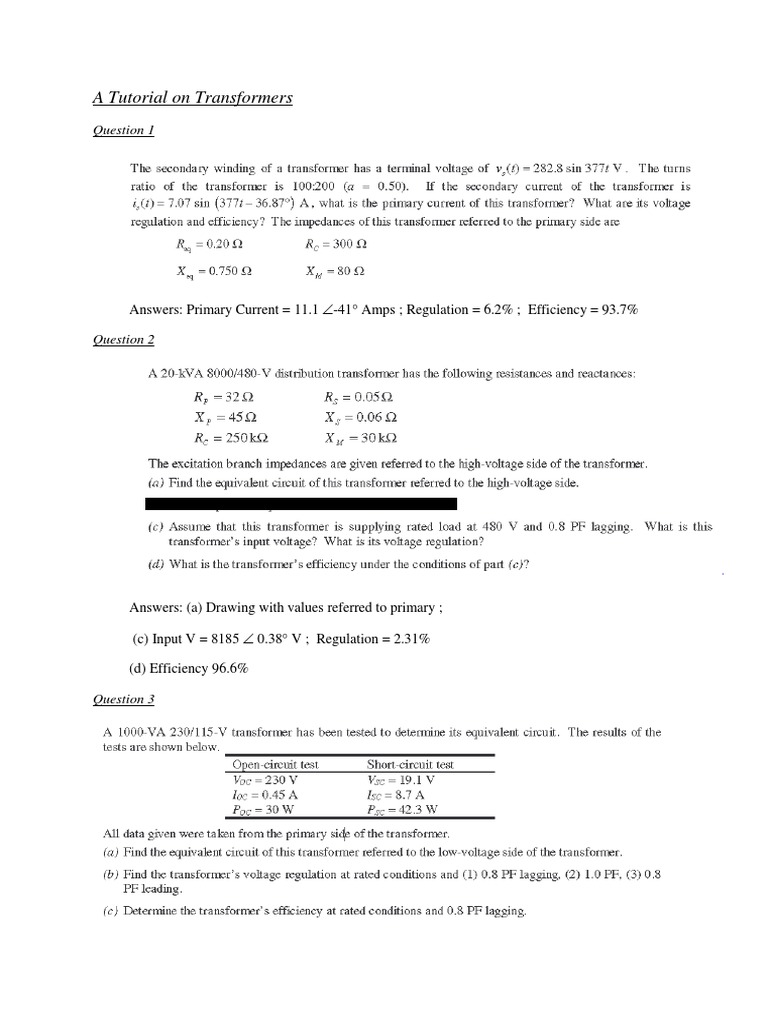Transformer Efficiency & Regulation Guide | PDF | Teaching Methods ...