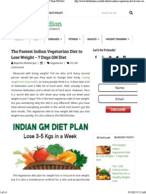 gm diet plan veg