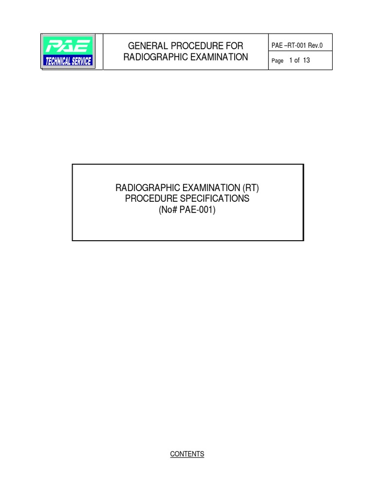RT (1) (1) Procedure | PDF | Nondestructive Testing | Radiography