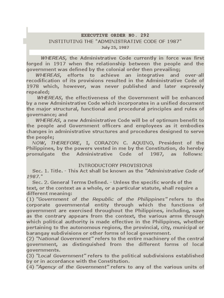 Administrative Code of 1987 Overview | PDF | Oath Of Office | United ...