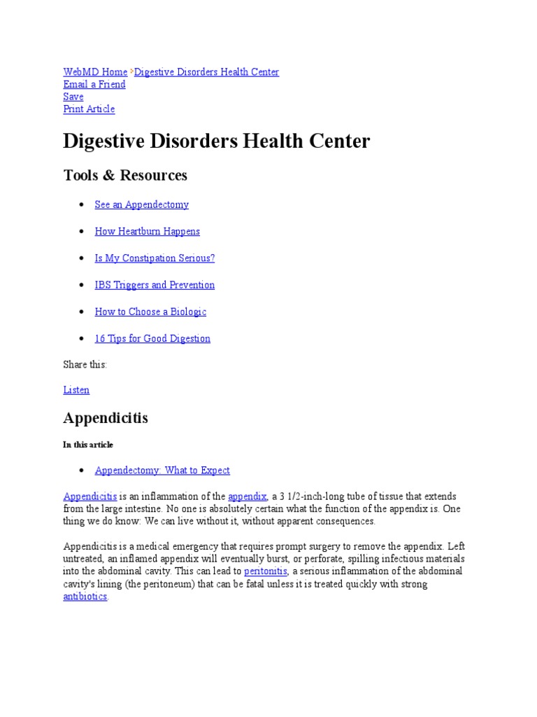 Understanding Appendicitis Symptoms | PDF